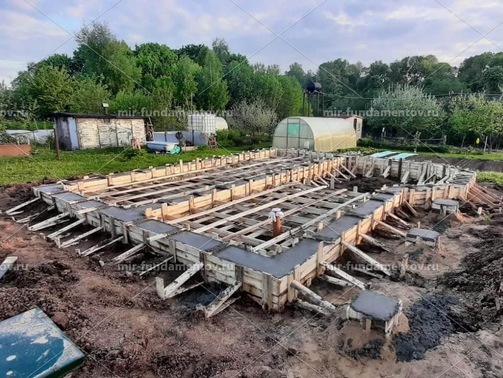 устройство мелкозаглублённого ленточного фундамента с эркером